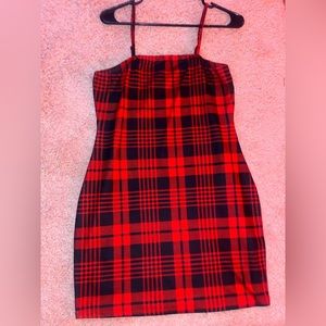 plaid red and black mini skirt dress